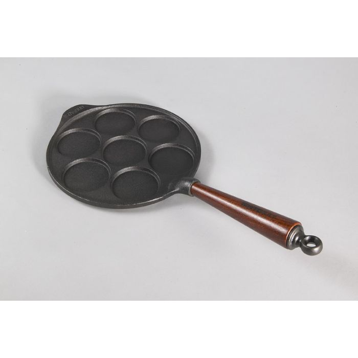 Poêle blinis 23 cm - 7 moules ronds - Poignée hêtre