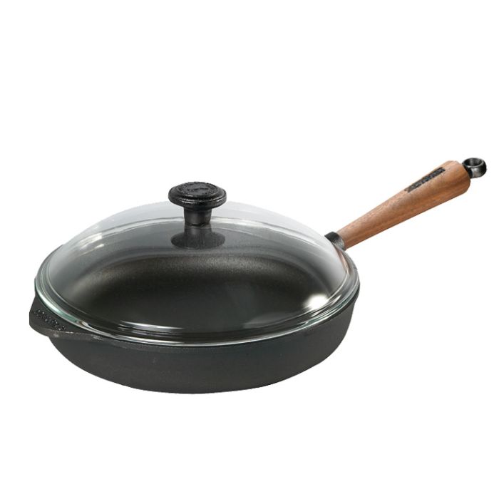 Sauteuse 28cm poignée noyer + Couvercle pyrex 