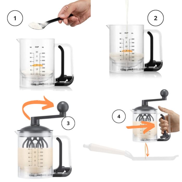 Distributeur et mélangeur de pâte à crêpes