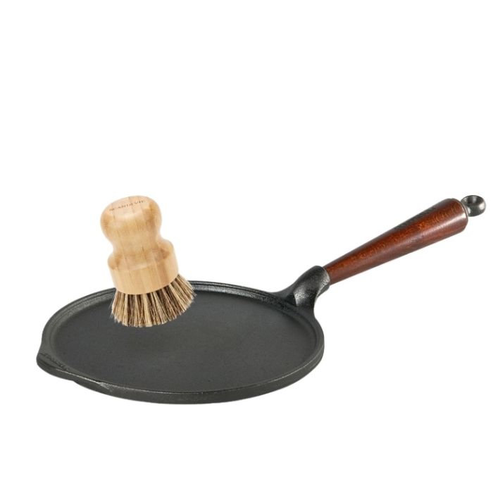 LOT Crêpière poignée hêtre Skeppshult + brosse écologique