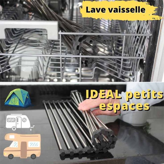 Egouttoir vaisselle inox enroulable