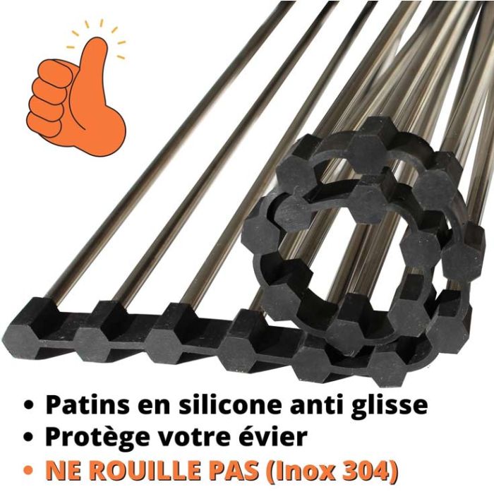Egouttoir vaisselle inox enroulable
