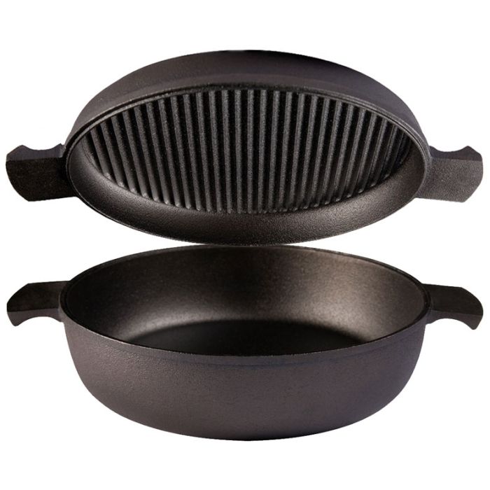 Grystapel sauteuse + couvercle / plat grill en fonte