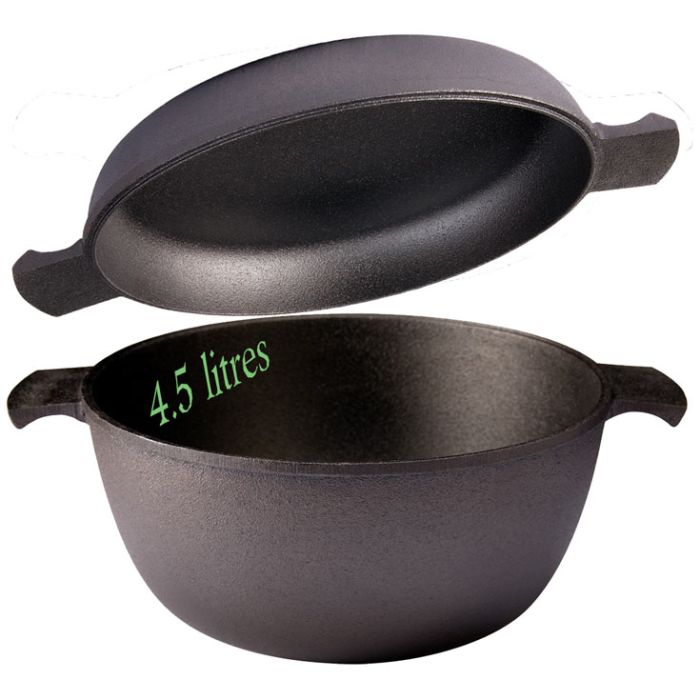  cocotte en fonte Grystapel 4 .5 litres + couvercle / plat en fonte