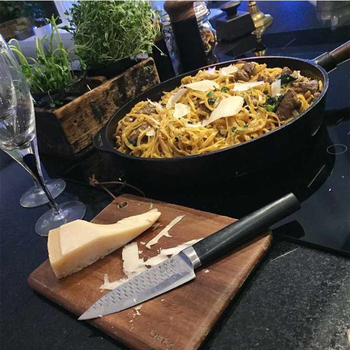 Sauteuse 24 cm Manche noyer - Couvercle pyrex