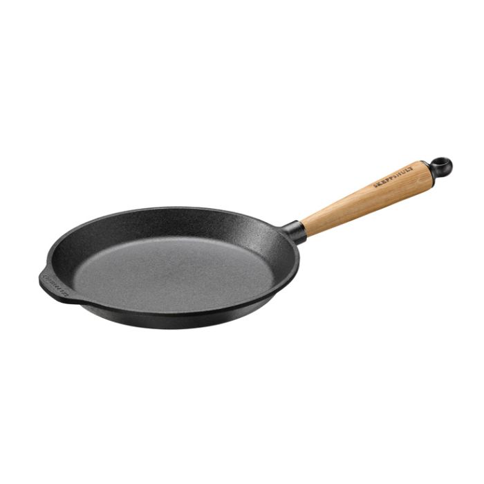 Poêle à frire en fonte Ø 28 cm - Poignée Chêne