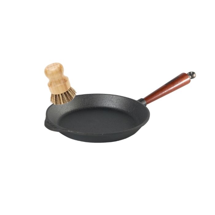 Poêle à frire en fonte 24 cm + Brosse de nettoyage