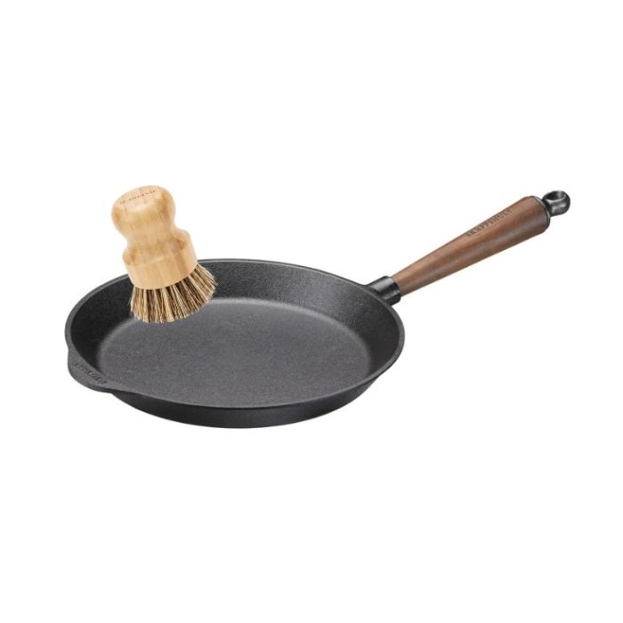 Poêle à frire en fonte 28 cm Pg hêtre + Brosse de nettoyage