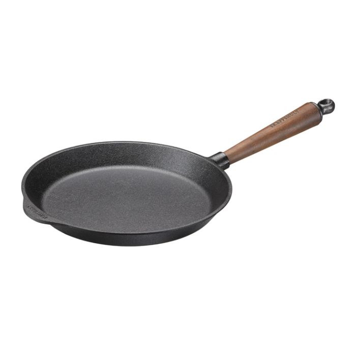 Poêle à frire en fonte Ø 26 cm - Poignée en noyer