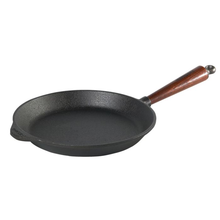 Poele a frire en fonte Ø 26 cm - Poignée hêtre