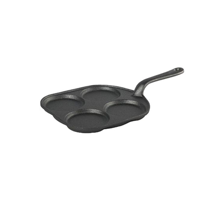Poêle blinis en fonte 4 moules - Poignée fonte + manchon cuir