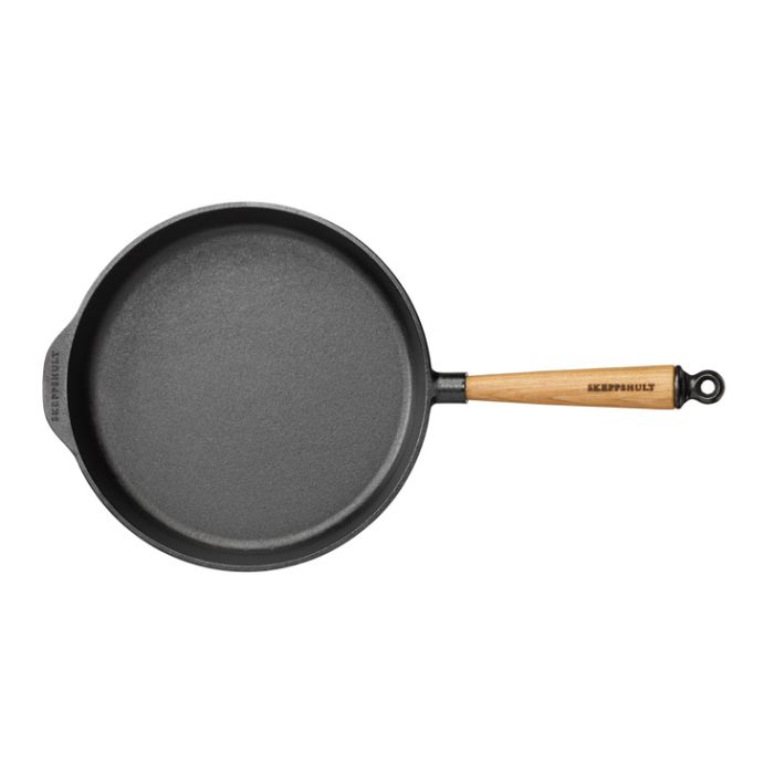 Poêle sauteuse fonte Ø 28 cm - Poignée Chêne