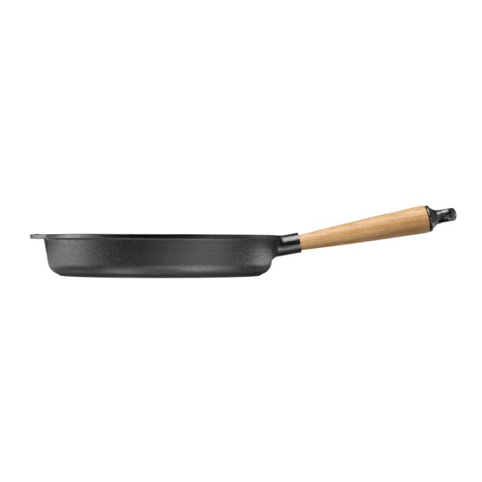 Poêle sauteuse fonte Ø 28 cm Pg chêne + couvercle verre
