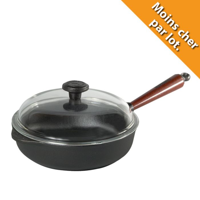 Sauteuse Ø 24 cm avec couvercle pyrex / Poignée hêtre