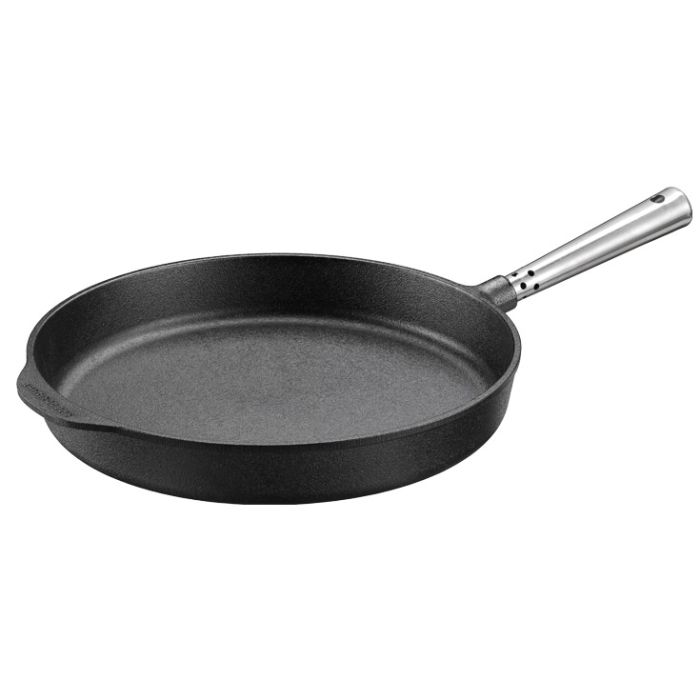 Sauteuse en fonte 28 cm manche inox + couvercle pyrex 
