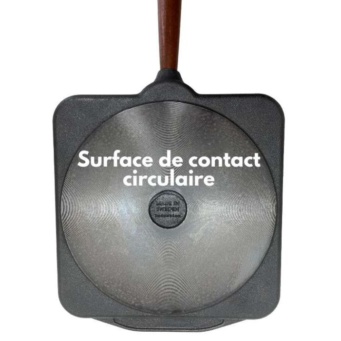 Poêle crêpe en fonte carrée + Spatule coudée Inox