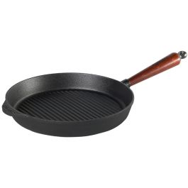 Overmont Poêle grill réversible en fonte pré-enduite avec poignées pour cuisinière à gaz, four à feu ouvert, 43,18 x 24,89 cm – un plateau, grattoirs inclus