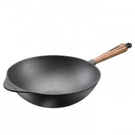 Poele wok Ø32 cm - Poignée en Noyer