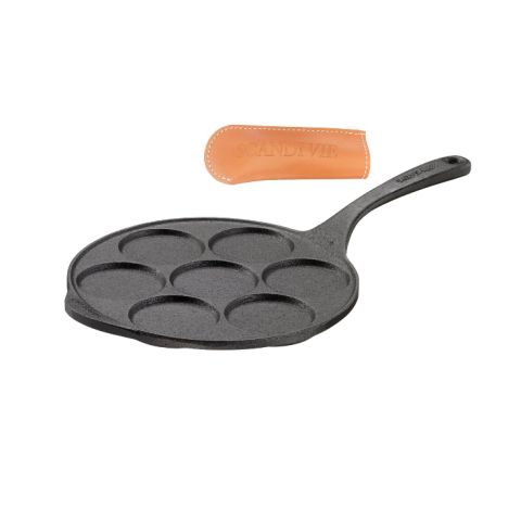Poele blinis fonte avec manchon cuir