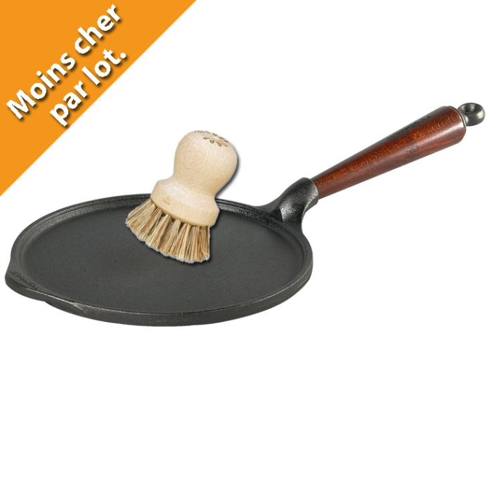 LOT poele crepe + brosse écologique main product photo