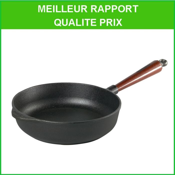 Poele sauteuse en fonte Ø 24 cm - Poignée hêtre